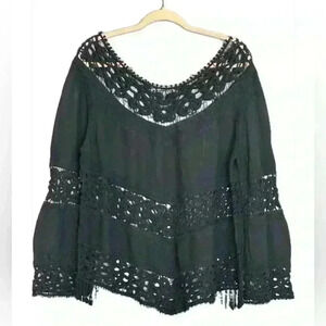Origami By Vivian Crochet Black top (Y1)